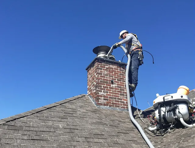 Dedicated Middletown Chimney Sweep team member cleaning a chimney in Middletown, CT