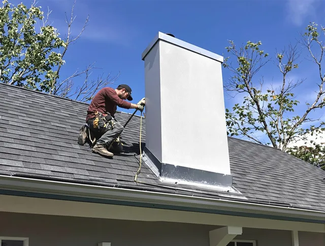 Middletown Chimney Sweep team member finishing chimney construction in Middletown, CT