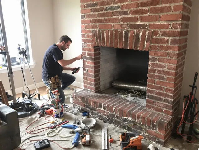 Middletown Chimney Sweep specialist finalizing chimney liner service in Middletown, CT