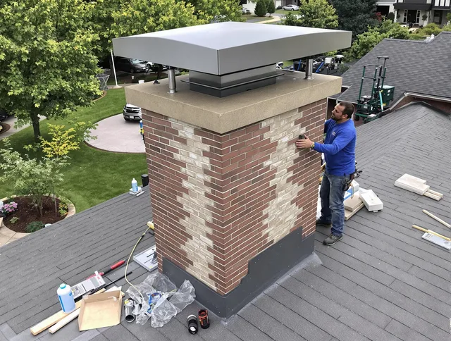 Middletown Chimney Sweep team working on a custom chimney remodel in Middletown, CT
