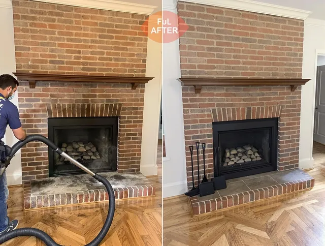 Middletown Chimney Sweep carefully sanitizing a fireplace in Middletown, CT